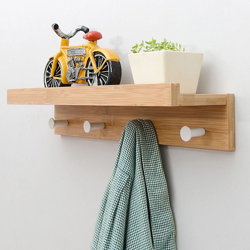 Wood Entryway Kit Hooks and Shelf Modern Wall-Mounted Hall Stand