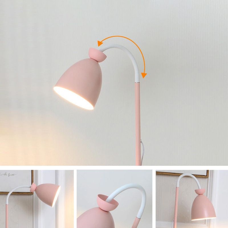 Rotatable Bell Floor Light Macaron Style Metal 1-Light Bedroom Reading Floor Lamp