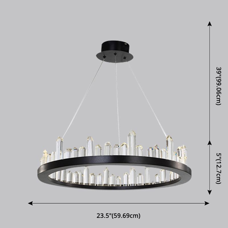 Chandelier LED minimaliste Crystal Stick Stick Room Hanging Light en noir