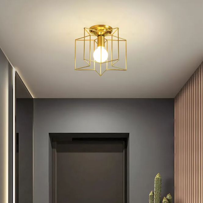 Industrial Star Semi Flush Mount Ceiling Fixture Metal Semi Flush Ceiling Lights for Bedroom