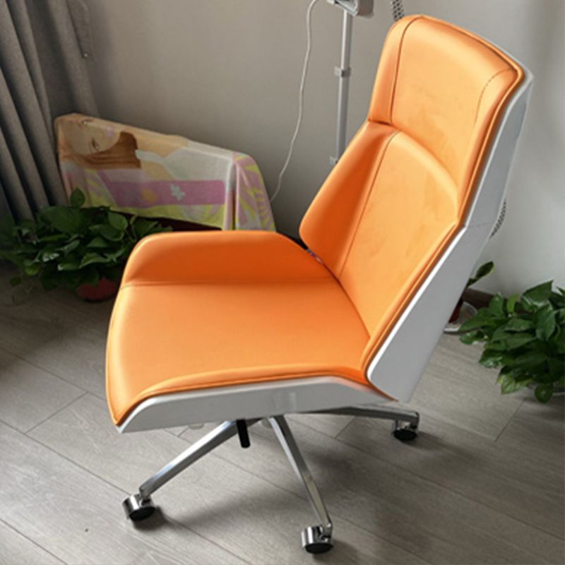 Medium/High Back Office Chair Leather Sponge Seat Metal Leg Adjustable Office Chair