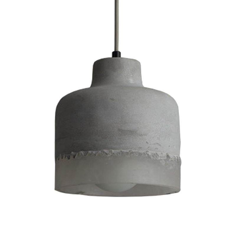 Altar Shaped Cement Ceiling Lighting Industrial 1 Light Restaurant Hanging Lamp Fixture in Grey