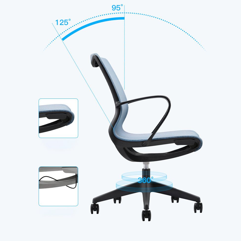 Modern Desk Chair Mesh Office Chair Mid-Back Chair with Wheels