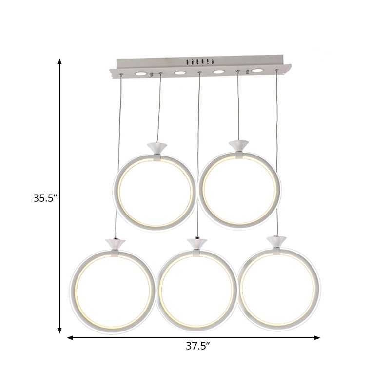 Multi-Ring Cluster Pendant Contemporary Acrylic 3/5-Head Kitchen Suspension Lamp in Warm/White/Natural Light