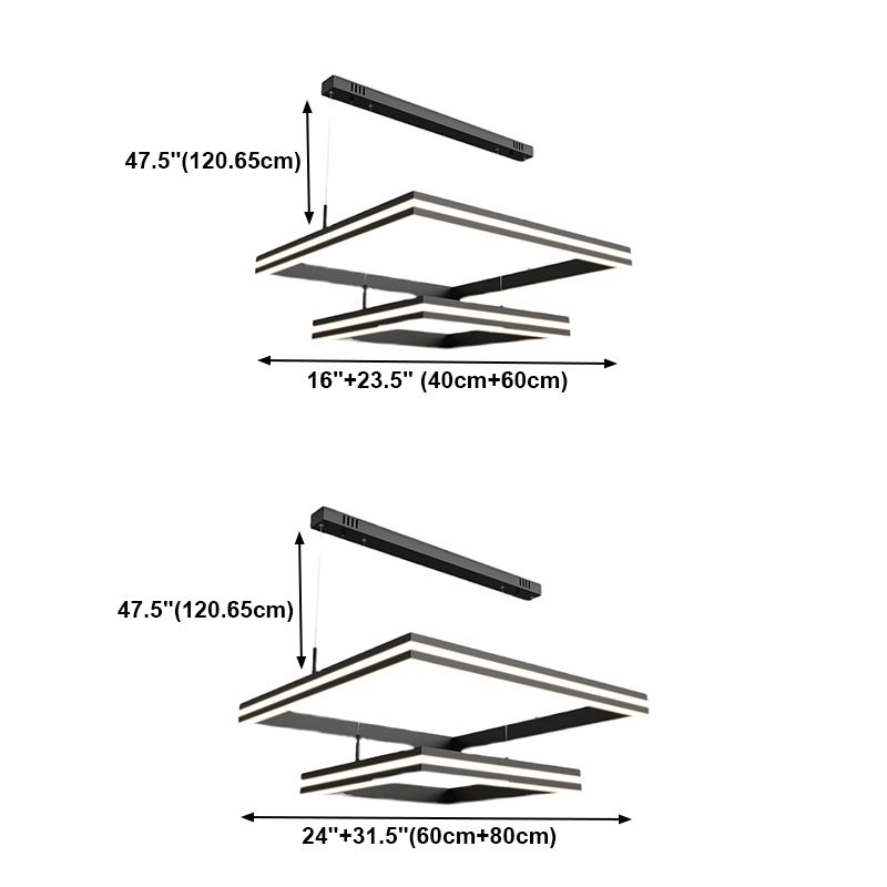 Quadratische Form Kronleuchter Lichter moderne Metall 2 leichte Kronleuchterbeleuchtung