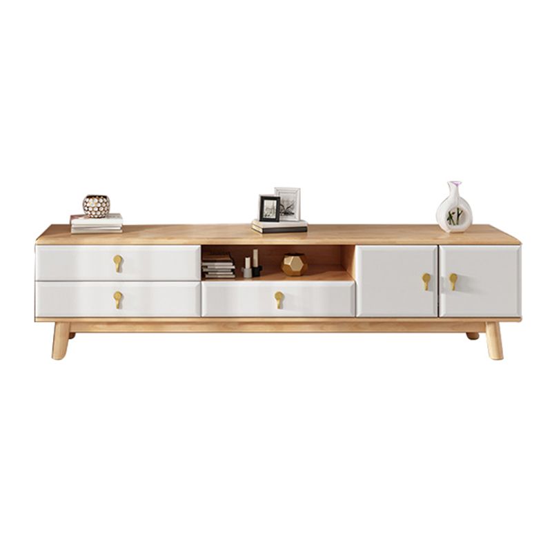 Solid Wood Stand Console Scandinavian TV Media Console with Drawers