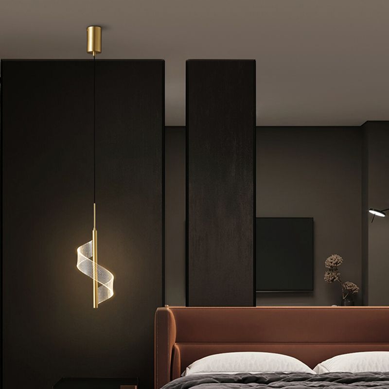 Postmodern Metal Pendant Light Simple LED Ceiling Lamp with Acrylic Shade for Bedroom