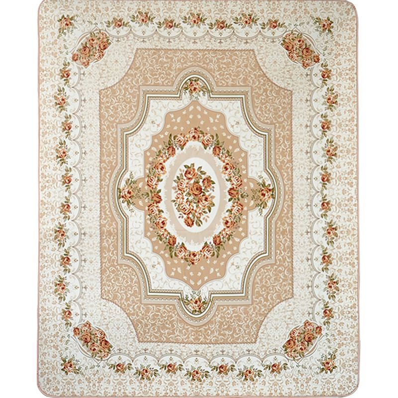 Multicolored Floral Printed Rug Cotton Blend Vintage Indoor Rug Anti-Slip Backing Pet Friendly Area Carpet for Parlor