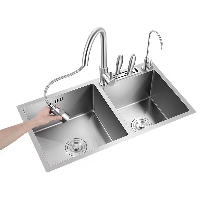 Contemporary Style Kitchen Sink Soundproof Detail Kitchen Sink with Basket Strainer