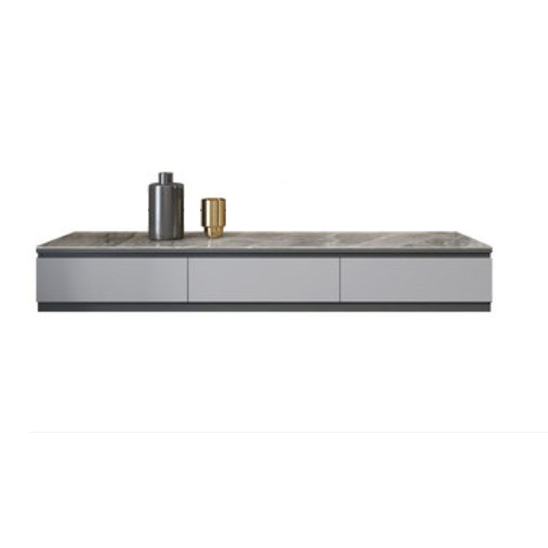 Faux Wood Media Console Contemporary Gray TV Console with Drawers