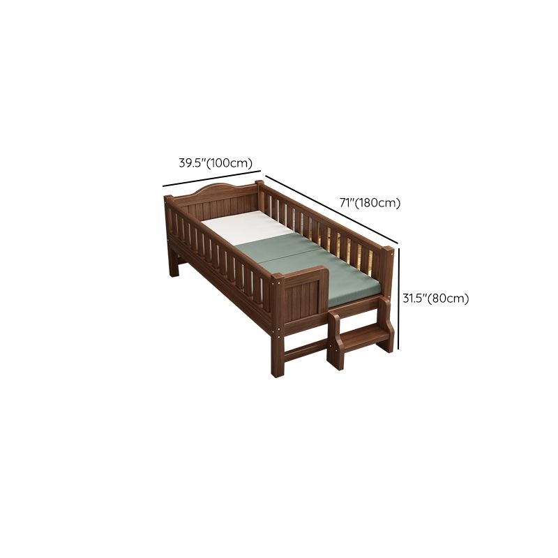 Traditional Coffee Baby Crib with Guardrail Solid Wood Arched Crib