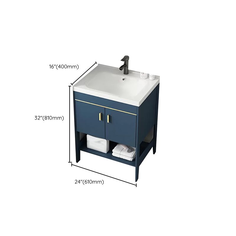 Glam Sink Vanity Stainless Steel Standalone Cabinet and Shelving Included Vanity Set