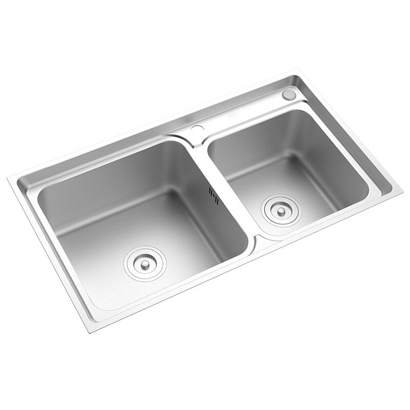 Rectangle 1 Holes Kitchen Sink Stainless Steel Double Basin Sink