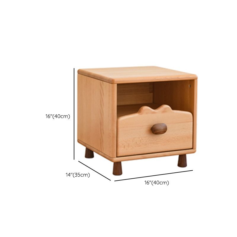 Solid Wood Kids Bedside Table Modern Minimalist Nursery Nightstand with Drawers