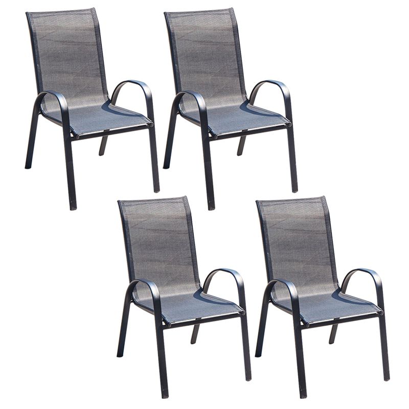 Metal Armed Chairs Stacking Dining Armchair UV Protective Chair