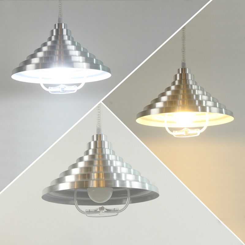 Aluminum Pyramid Shape Hanging Light Adjustable Spring Suspension Wire Pendant Lamp with Handle Power Switch