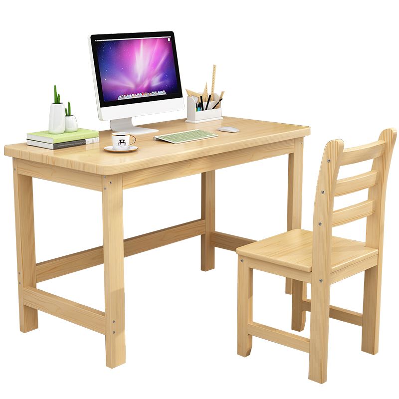 Solid Wood Desk and Chair in Natural 29.52" H Kids Writing Desk