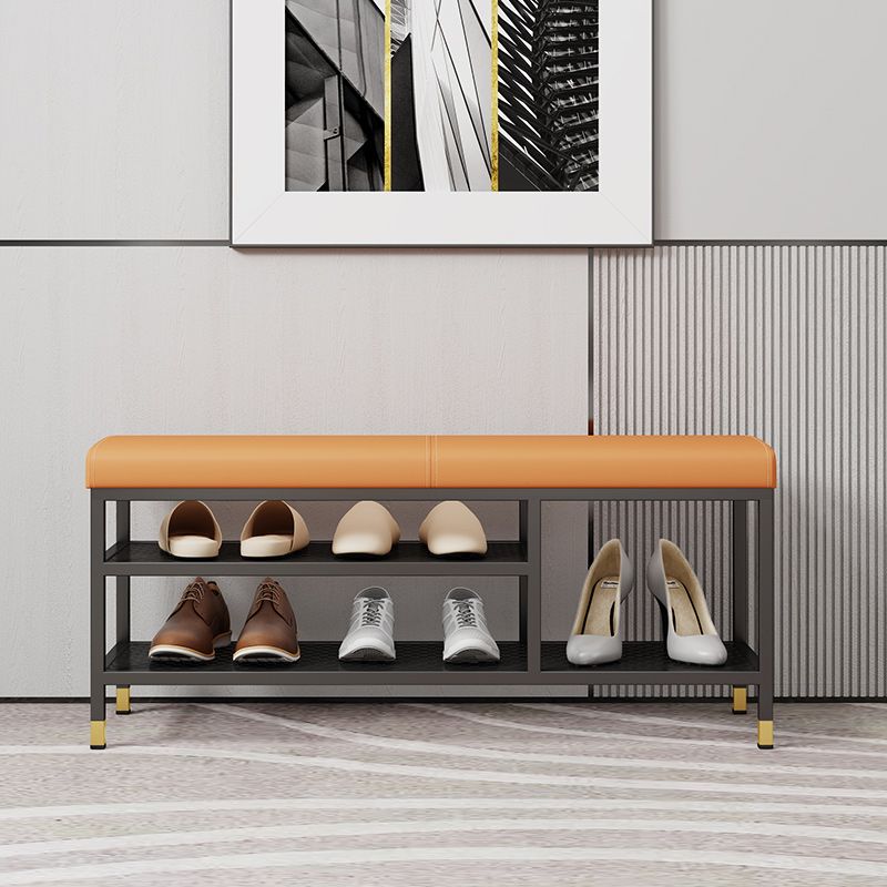 18.5" H Modern Metal Seating Bench Cushioned Entryway Bench with Legs