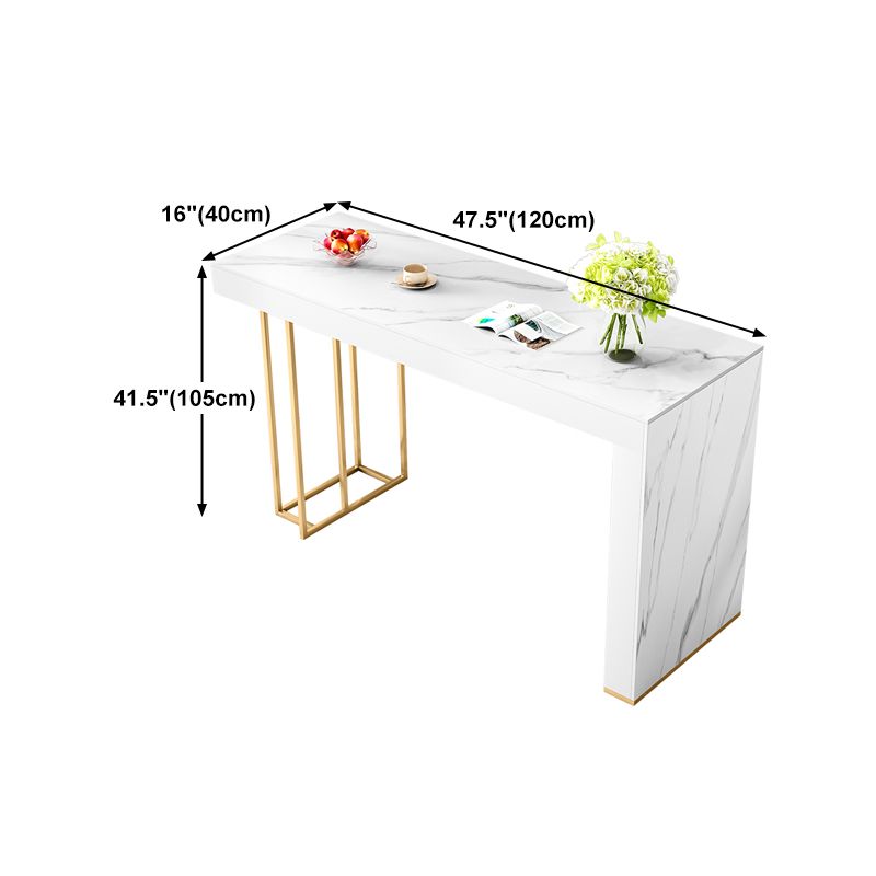 Modern Sintered Stone Table Dining Bar Counter Table for Kitchen with Metal Legs