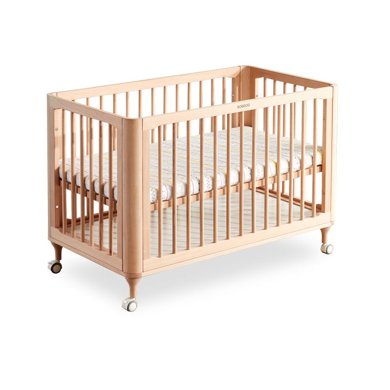 Modern Solid Wood Crib Movable 5-In-1 Convertible Crib with Storage