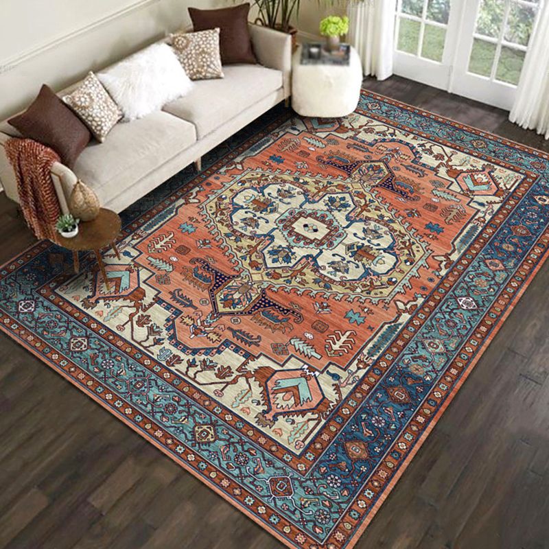 Multicolor Shabby Chic Rug Polyester Carpet Tribal Classicism Indoor Rug Easy Care for Living Room