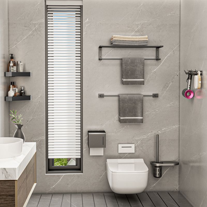 Modern Bathroom Accessory Kit Bath Shelf Towel Bar Grey Bath Hardware Set