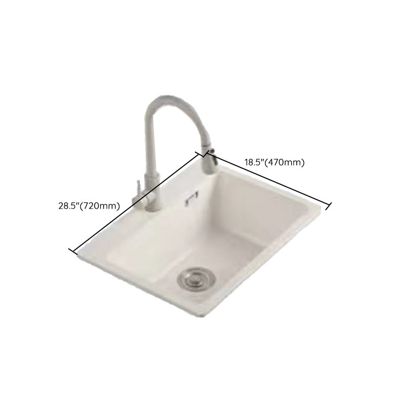 Modern Style Kitchen Sink Overflow Hole Design Drop-In Quartz Kitchen Sink in Beige