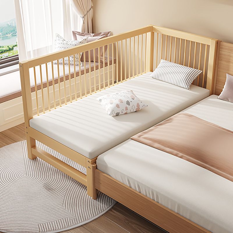 Contemporary Solid Wood Nursery Bed with Guardrail in Natural