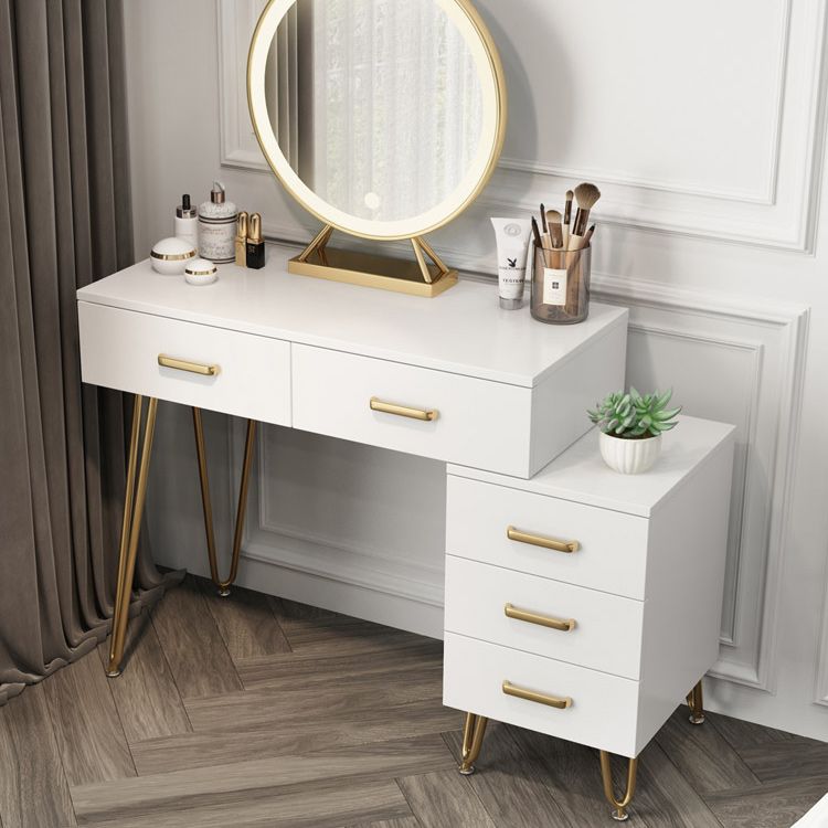 Wooden Vanity Desk in White Modern with Drawers Dressing Table