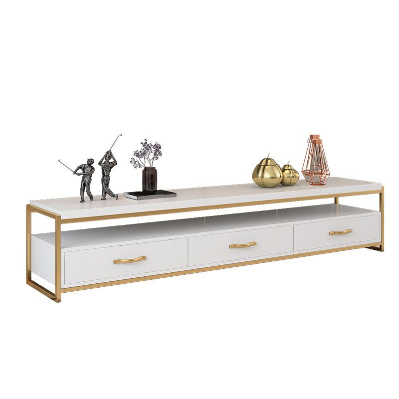 Glam TV Media Stand Open Storage Media Console with 3 Drawers