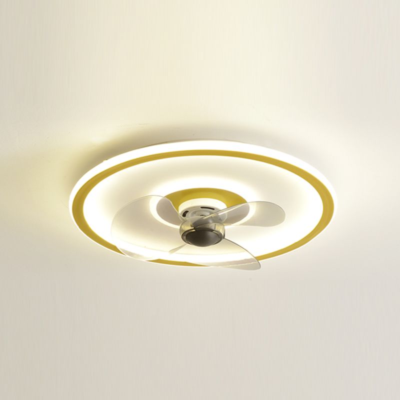 Circular Dinner Ceiling Fan Light Metal Minimalist LED Flush Mount Ceiling Lighting