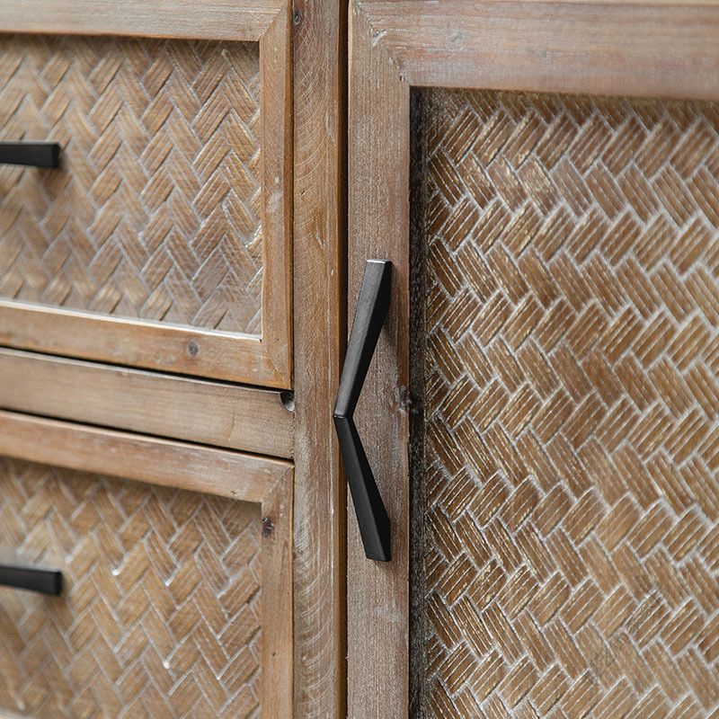 Industrial Wooden Cabinet with Doors and Drawers Distressed Wood Cabinet