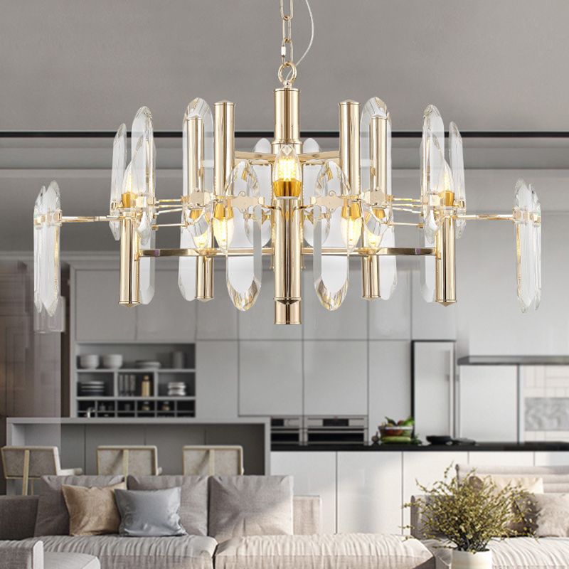 Sputnik Suspension Light Artistic Clear K9 Crystal Living Room Chandelier Light in Gold