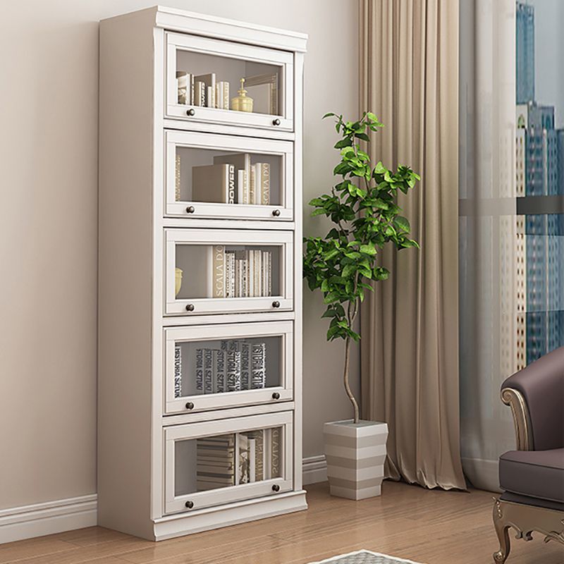 Contemporary Wooden Shelf Bookcase Pure White Standard Shelf for Study Room