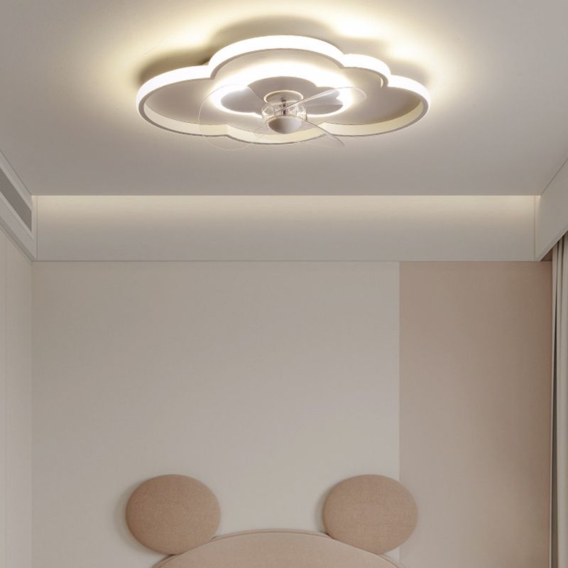 Modern 2-Light White Ceiling Fan Lamp LED Ceiling Fan Light for Bedroom