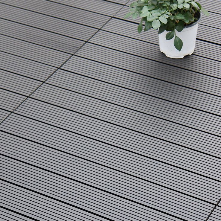 Tradition Rectangle Wood Tile Brown Engineered Wood for Patio Garden