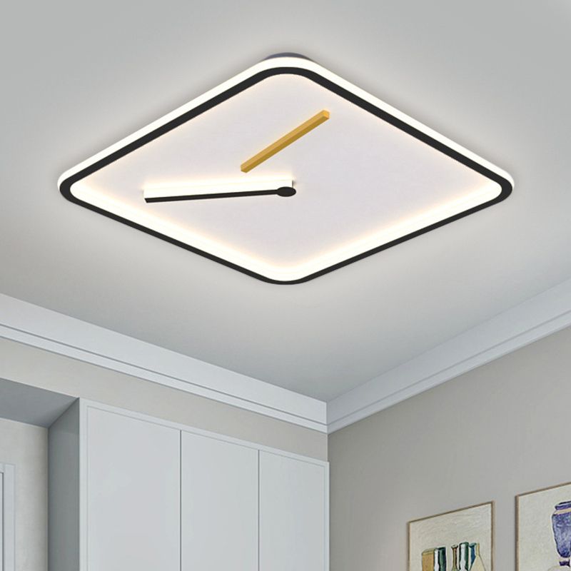 Acrylic Square LED Flush Mount Lamp Simplicity Black/Gold Close to Ceiling Lighting in Warm/White Light, 16"/19.5" Wide