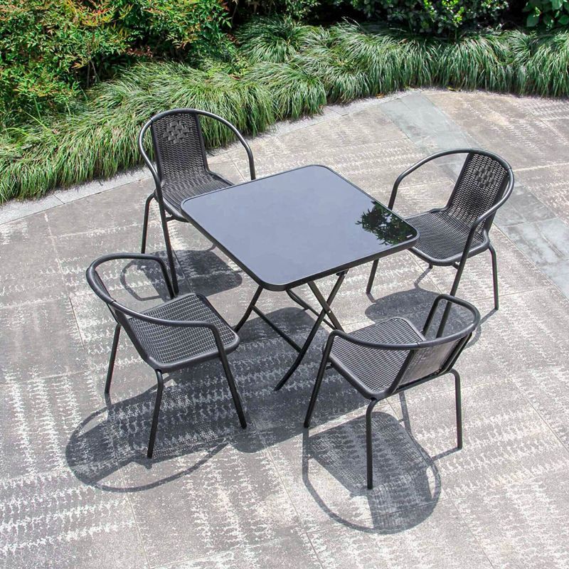 Foldable Tempered Glass Patio Table Contemporary Water Resistant Patio Table