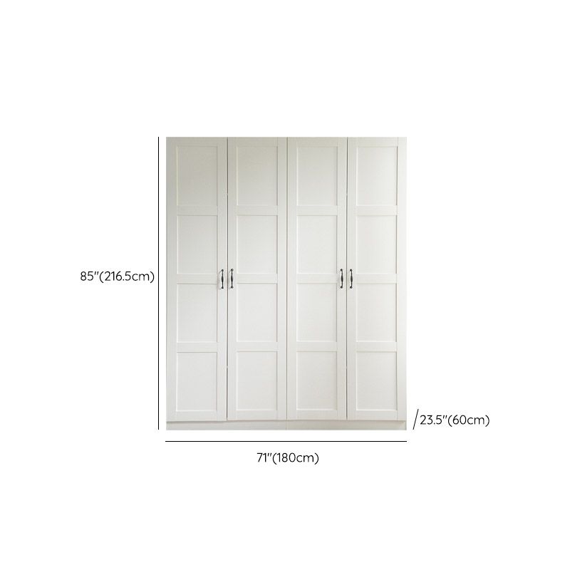 White Wardrobe Closet with Garment Rod Manufactured Wood Youth Armoire