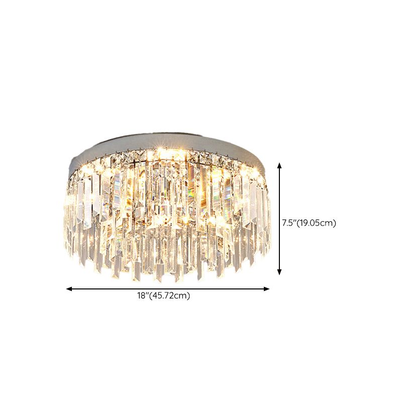 Modern Flush Mount Lamp Circle Ceiling Lighting with Crystal for Bedroom