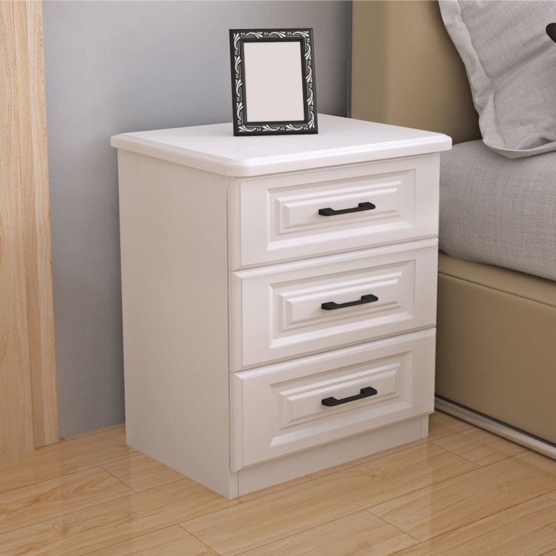 Scandinavian Drawers Included Accent Table Nightstand in White Wood