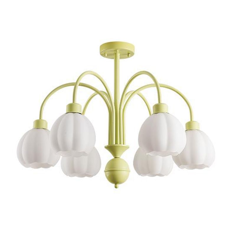 Glass Ceiling Lamp Creative Green Flush Mount Light Fixture for Bedroom