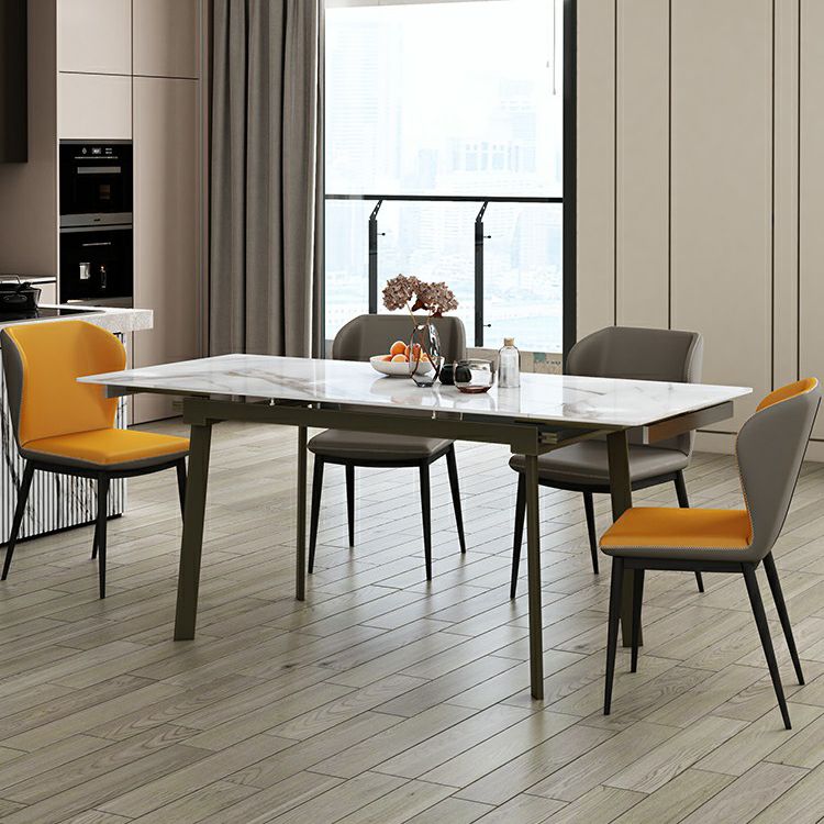 Contemporary Sintered Stone Dining Furniture with Rectangle DiningSet with Removable Leaf