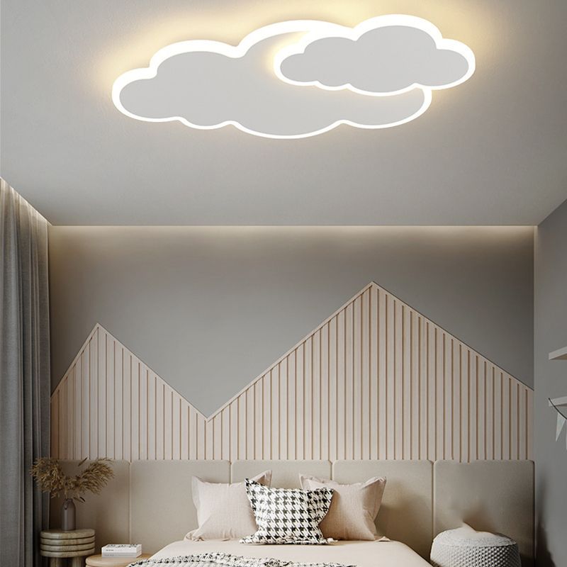 Cloud Shape Flush Mount Modern Style Acrylic 1 Light Flush Light in White