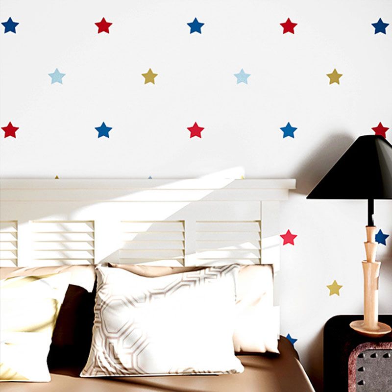 33' x 20.5" Modern Wallpaper Roll with Simple Star Pattern in Pastel Color, Non-Pasted