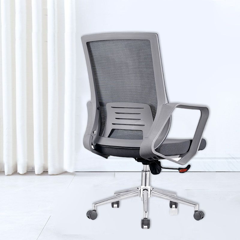 Modern Rotatable Office Chair Mid Back Fixed Armrest Task Chair with Wheels