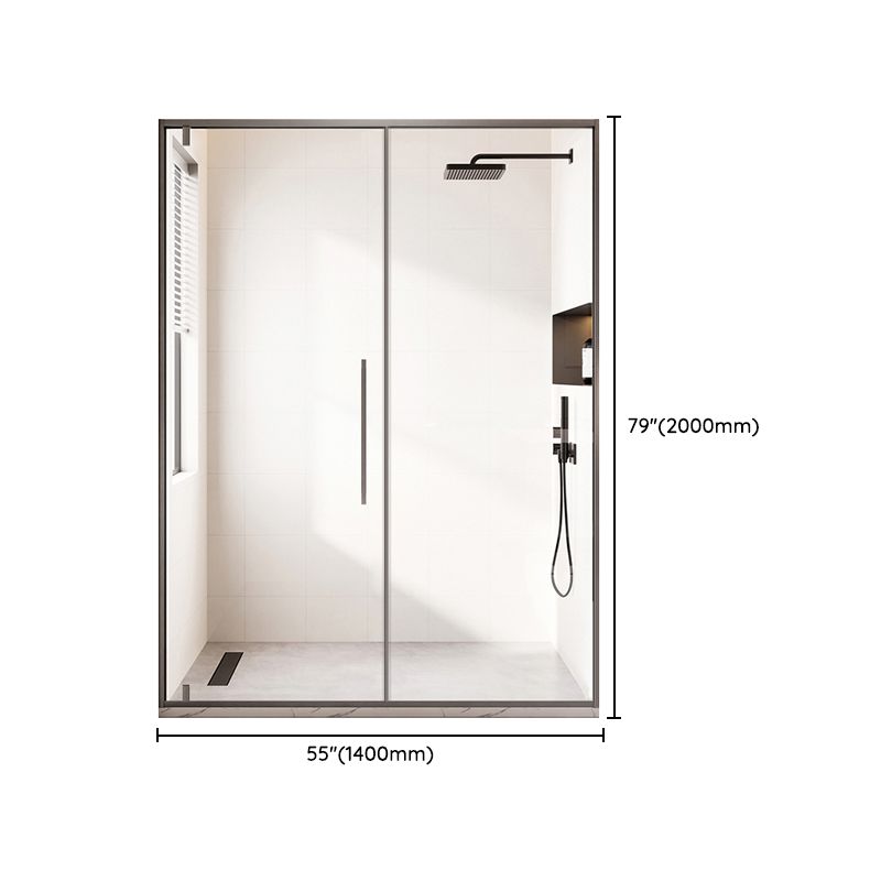 Pivot Shower Door Gray Semi Frameless Clear Glass Shower Screen