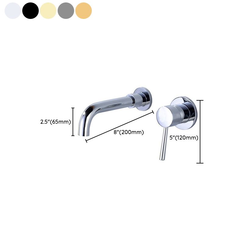 Bathroom Faucet Scratch Resistant 2 Holes Wall Mount Lever Handle Low Arc Sink Faucet