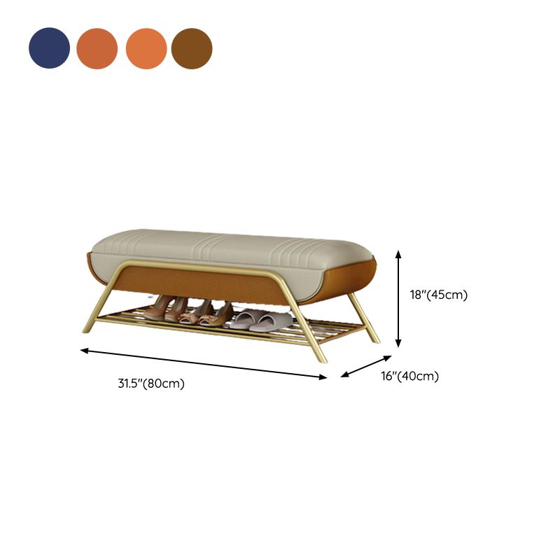 Glam Cushioned Seating Bench Rectangle Shoe Storage Entryway and Bedroom Bench