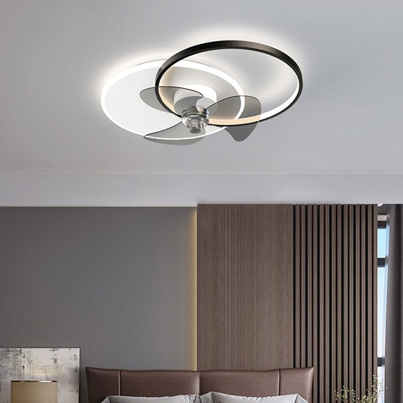 Black LED Ceiling Fan Light Multi-Light LED Ceiling Mount Lamp for Bedroom